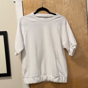 DUDLEY STEPHENS PERKINS WHITE TERRYCLOTH SHORT SLEEVE TOP, SIZE S